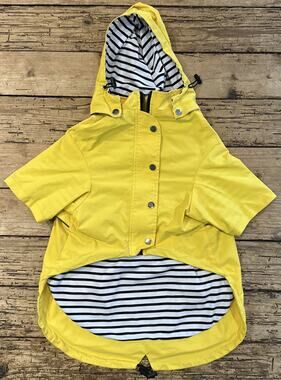 Unbranded Dog Yellow Zip Up Raincoat With Removable Hood Size XL NWOT